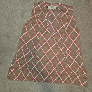 Marni Brown and Coral Argyle Sleeveless Top